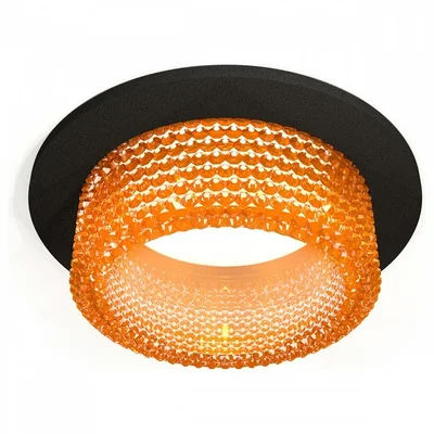 Комплект встраиваемого светильника с композитным хрусталем XC6513044 SBK/CF черный песок/голубой MR16 GU5.3 (C6513, N6154) (C6513 - 1шт