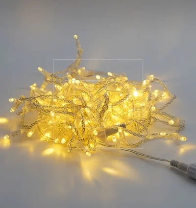 Гирлянда (Нить) ALEDUS, 220 В, 5 м, прозрачный провод, теплый белый, с мерцанием