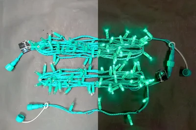 Светодиодная гирлянда Rich LED 10 м, 100 LED, 220 В, соединяемая, влагозащитный колпачок, двойная изоляция, зеленая, зеленый провод RL-S10C-220V-C2G/G