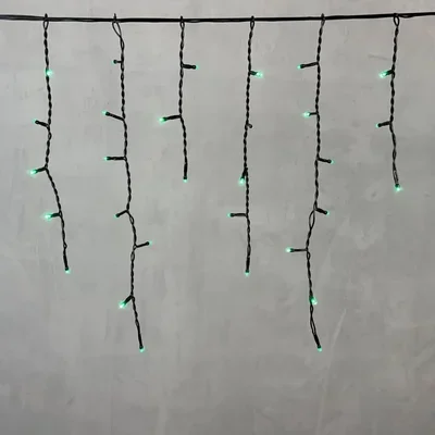 Гирлянда Бахрома 4,9 x 0,5 м Зеленая 220В, 240 LED, Провод Черный ПВХ, IP54