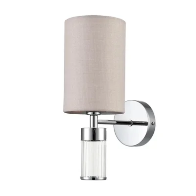 6585/1W MODERNI LN25 хром/бежевый, металл/текстиль, стекло Бра E14 1*40W 220V ARNIKA