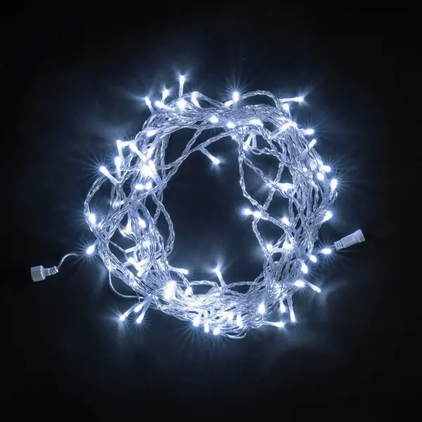 Гирлянда Нить 10м Белая 24В, 100 LED, Провод Прозрачный ПВХ, IP54