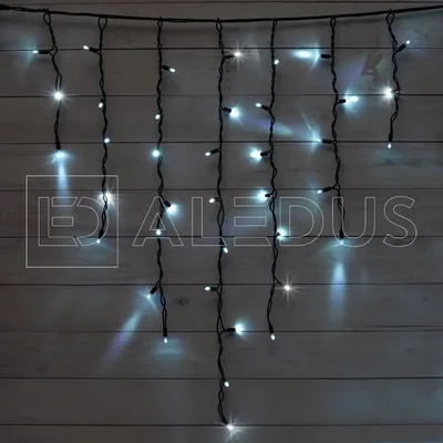 Бахрома (Айсикл) ALEDUS 3x0.9 м, черный провод, каучук (резина), белый, с мерцанием
