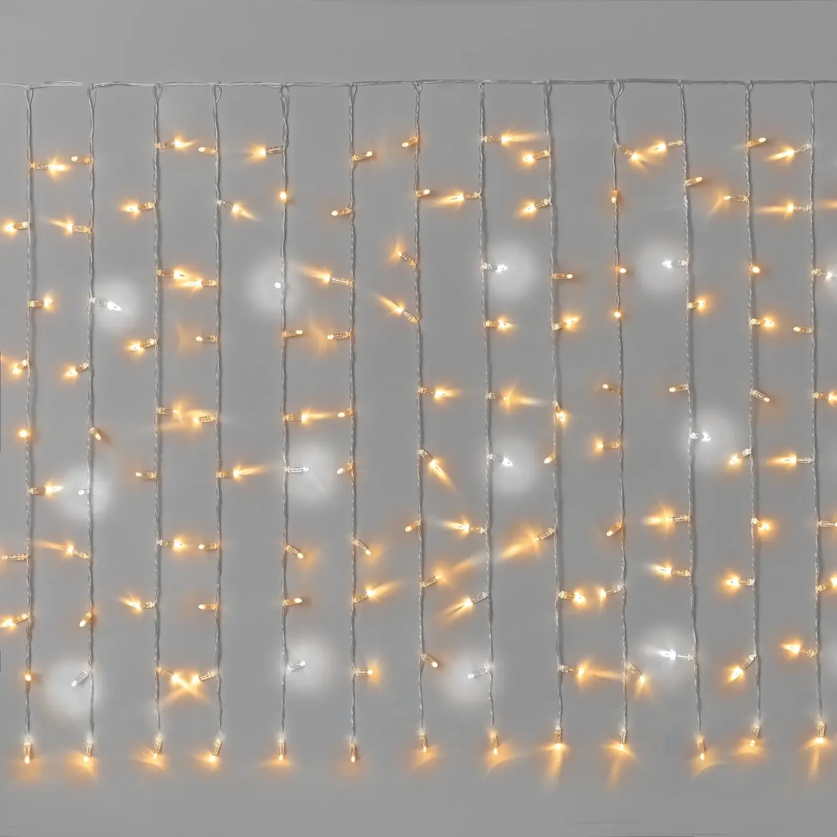 Гирлянда Занавес INOXHUB 2х1м Облегчённый, мерцающий, 200 LED, 220В, IP65, прозрачный провод, ТЁПЛЫЙ БЕЛЫЙ