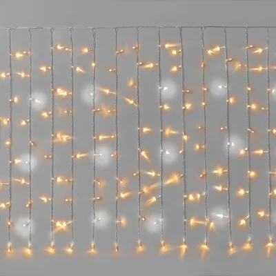 Гирлянда Занавес INOXHUB 2х1м Облегчённый, мерцающий, 200 LED, 220В, IP65, прозрачный провод, ТЁПЛЫЙ БЕЛЫЙ