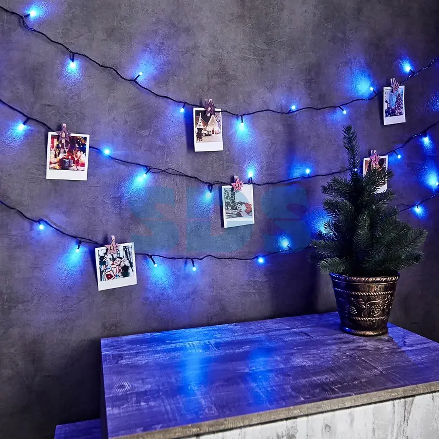 Гирлянда Твинкл Лайт 6 м, темно-зеленый ПВХ, 40 LED, цвет: Синий