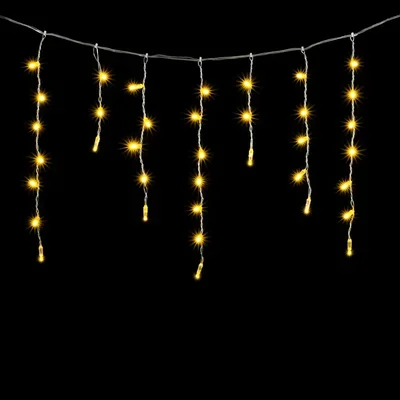 Гирлянда Бахрома с Колпачком 3,1 x 0,5 м Тепло-Белая 220В, 120 LED, Провод Прозрачный ПВХ, IP65