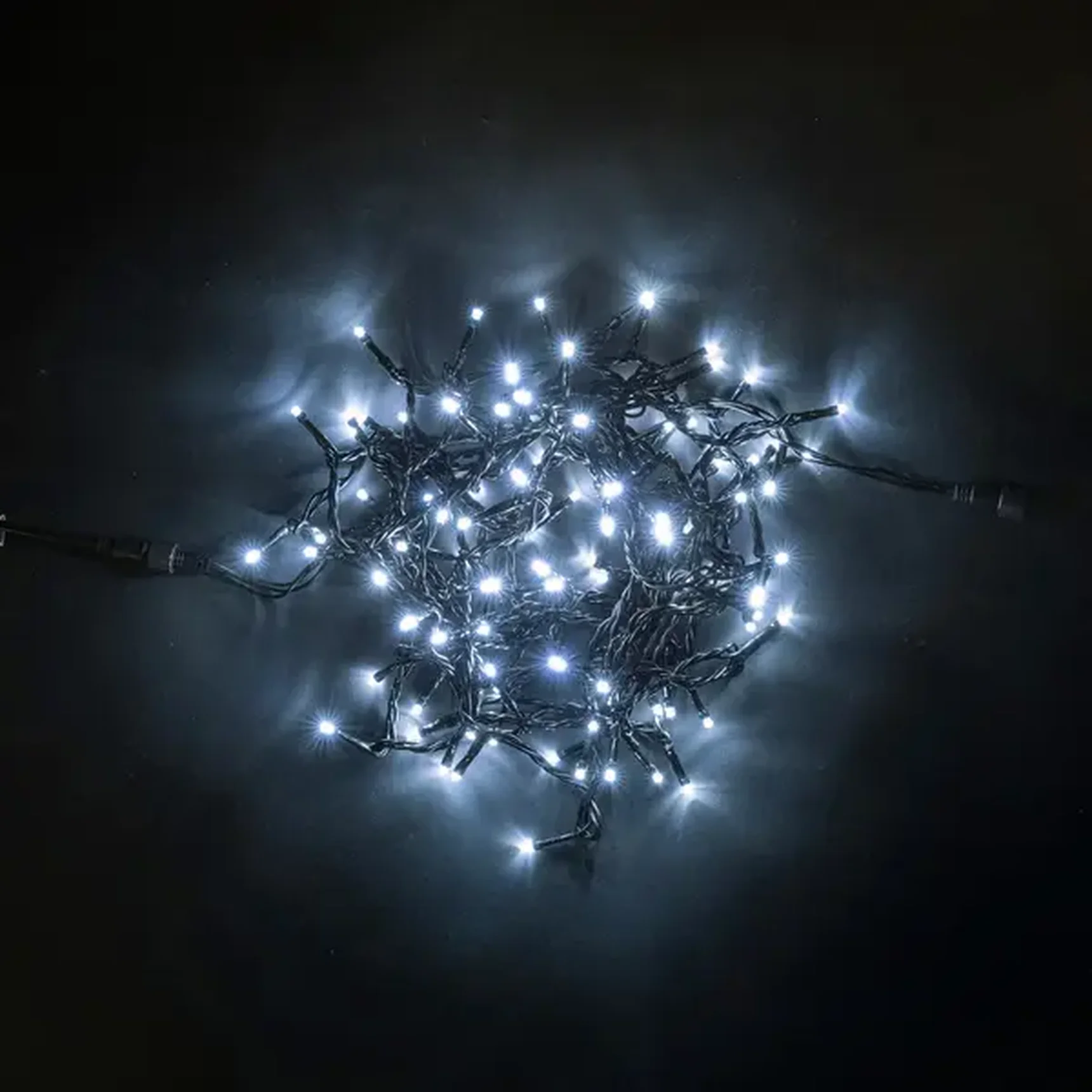 Гирлянда Нить 10м Белая 24В, 100 LED, Провод Черный ПВХ, IP54