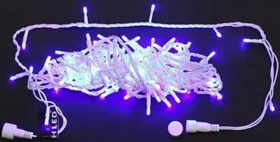 Светодиодная гирлянда 100 LED, 4.8 Ватт, IP65, для улицы, провод белый, Свечение: мерцание, RL-S10CF-24V-CW/B