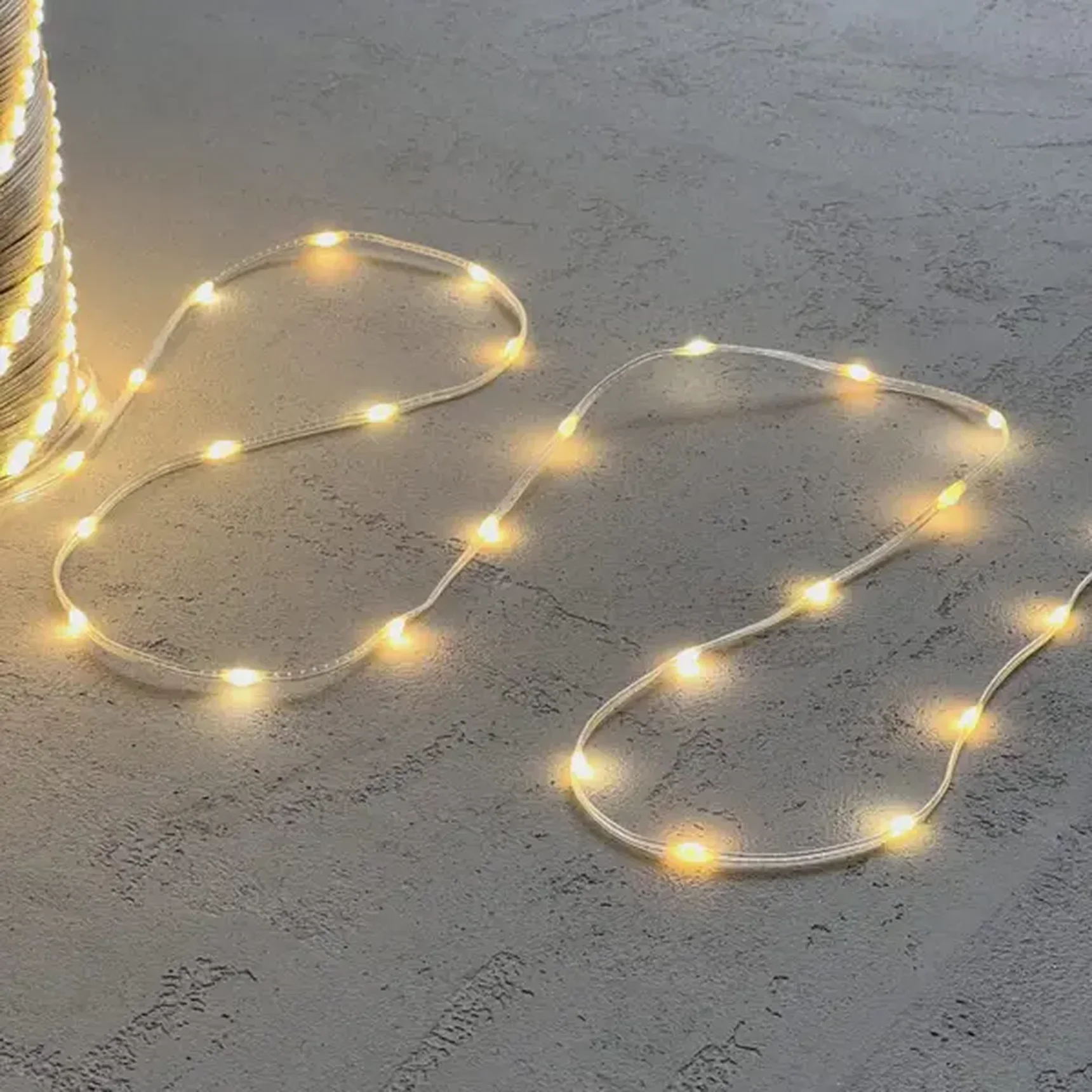 Гирлянда Роса 20м Тепло-Белая 24В, 400 LED, Провод Прозрачный ПВХ, IP65