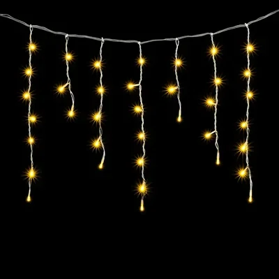 Гирлянда Бахрома 4,9 x 0,5 м Тепло-Белая 220В, 240 LED, Провод Прозрачный ПВХ, IP54