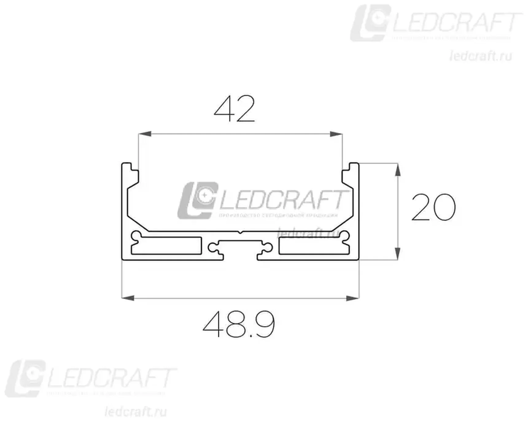 Профиль накладной алюминиевый LC-LP-2050-2 Anod