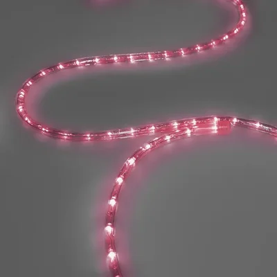 Дюралайт INOXHUB двухжильный 13 мм, круглый, бухта 100м, шаг резки 50см, 36 светодиодов на метр, фиксинг, 24В, IP65, РОЗОВЫЙ