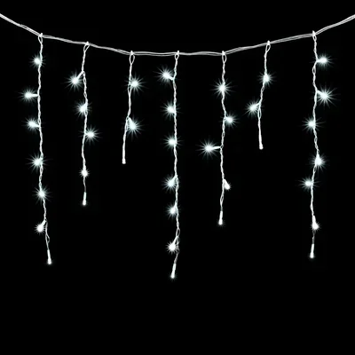 Гирлянда Бахрома 4,9 x 0,5 м Белая с Мерцанием Белого Диода 220В, 240 LED, Провод Прозрачный ПВХ, IP54