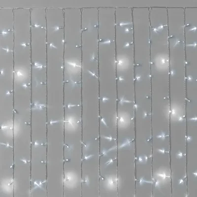 Гирлянда Занавес INOXHUB 2х1.5м Облегчённый, мерцающий, 300 LED, 220В, IP65, прозрачный провод, БЕЛЫЙ