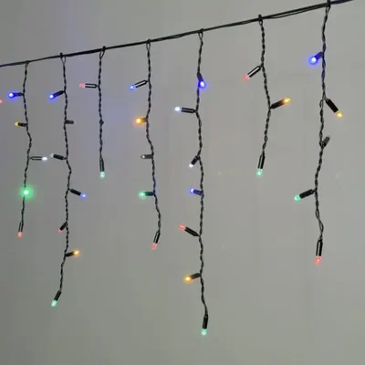Гирлянда Бахрома с Колпачком 3,1 x 0,5 м Разноцветная с Мерцанием Белого Диода 220В, 120 LED,