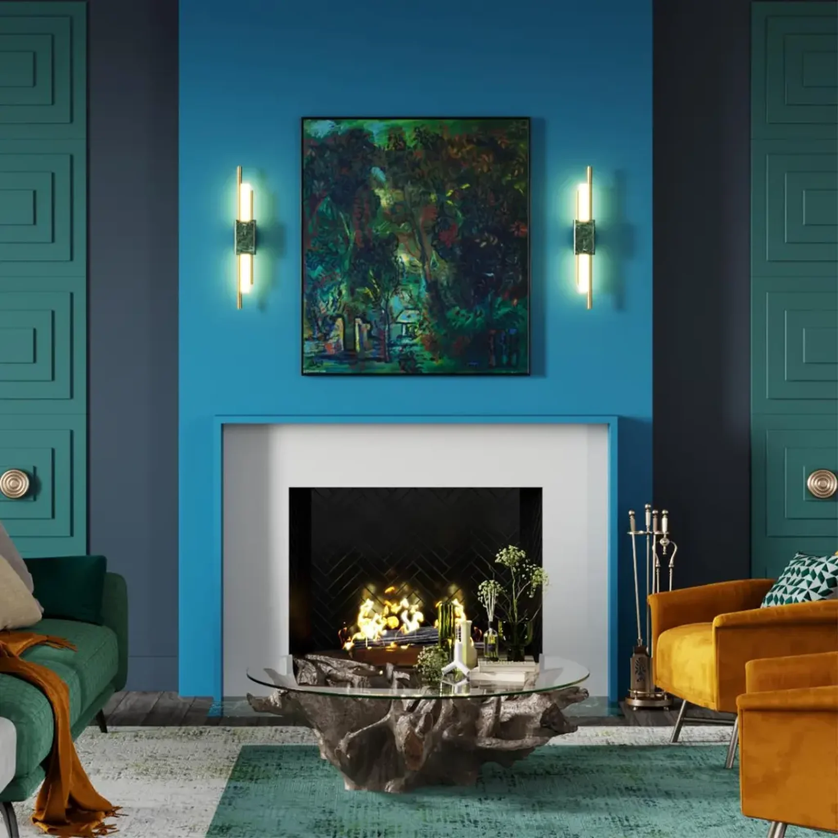 4360/10WL MIDCENT ODL23 221 изумрудный мрамор/золотистый металл Настенный св-к IP20 LED 10W 645Лм 3000K MARMI