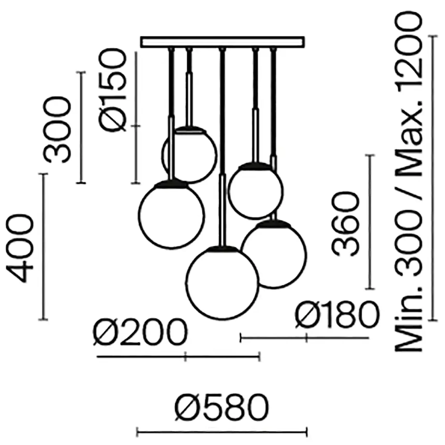 Подвесной светильник Basic form E14х5, MOD321PL-05B