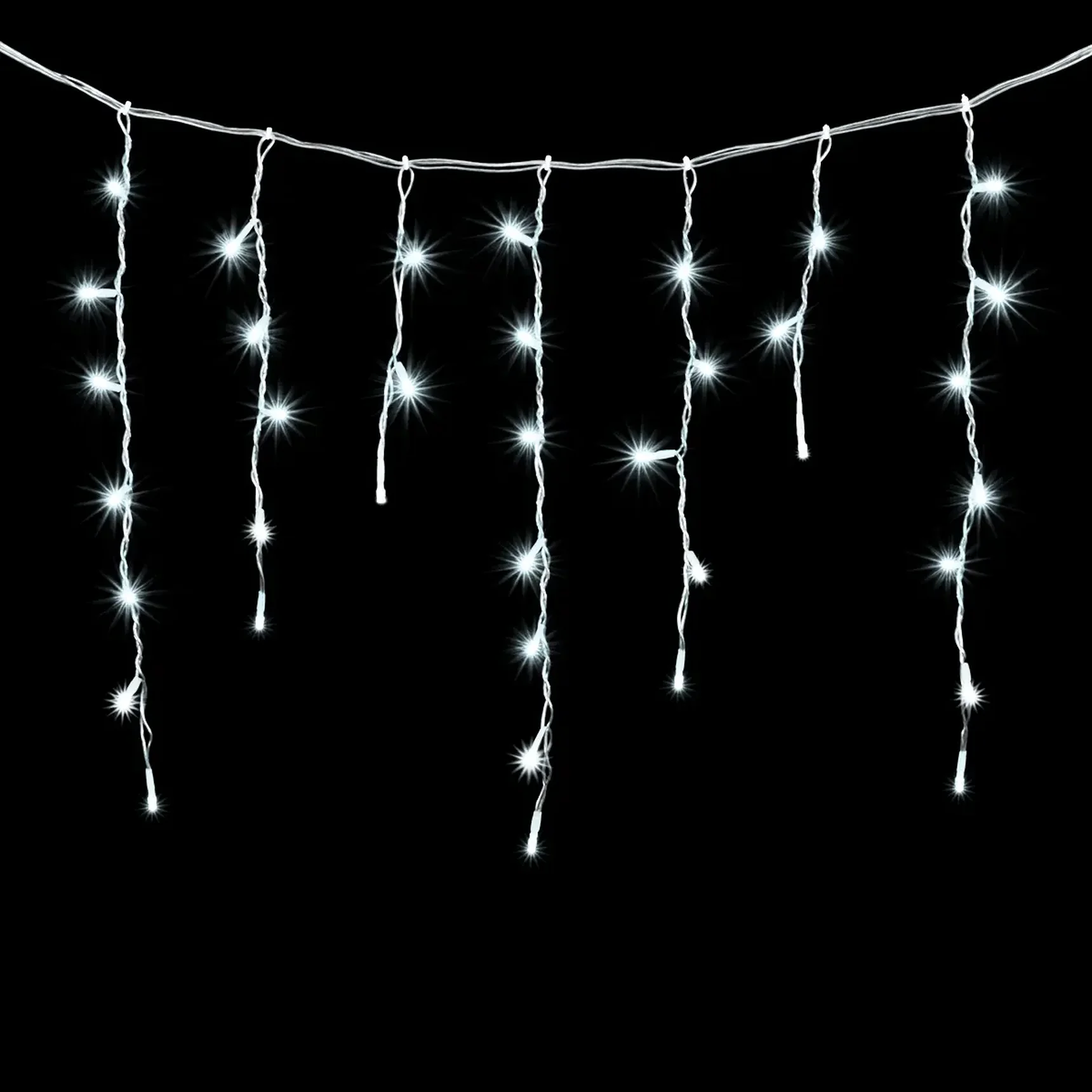 Гирлянда Бахрома 3,1 x 0,5 м Белая с Мерцанием Белого Диода 220В, 150 LED, Провод Прозрачный ПВХ, IP54