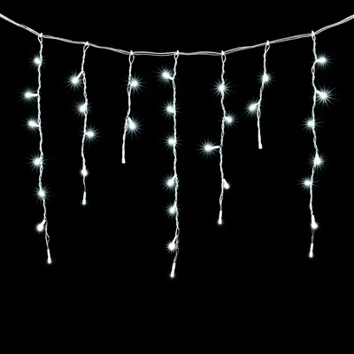 Гирлянда Бахрома 3,1 x 0,5 м Белая с Мерцанием Белого Диода 220В, 150 LED, Провод Прозрачный ПВХ, IP54