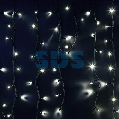 Гирлянда Айсикл (бахрома) светодиодный, 6,0 х 1,5 м, черный провод КАУЧУК, 230 В, диоды белые, 480 LED NEON-NIGHT