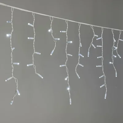 Гирлянда Бахрома 3,1 x 0,5 м Белая 220В, 120 LED, Провод Белый Каучук 2,3мм, IP65