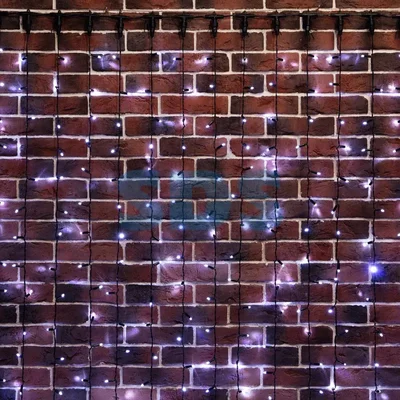 Гирлянда Светодиодный Дождь 2х6м, постоянное свечение, черный провод, 230 В, диоды БЕЛЫЕ, 1140 LED