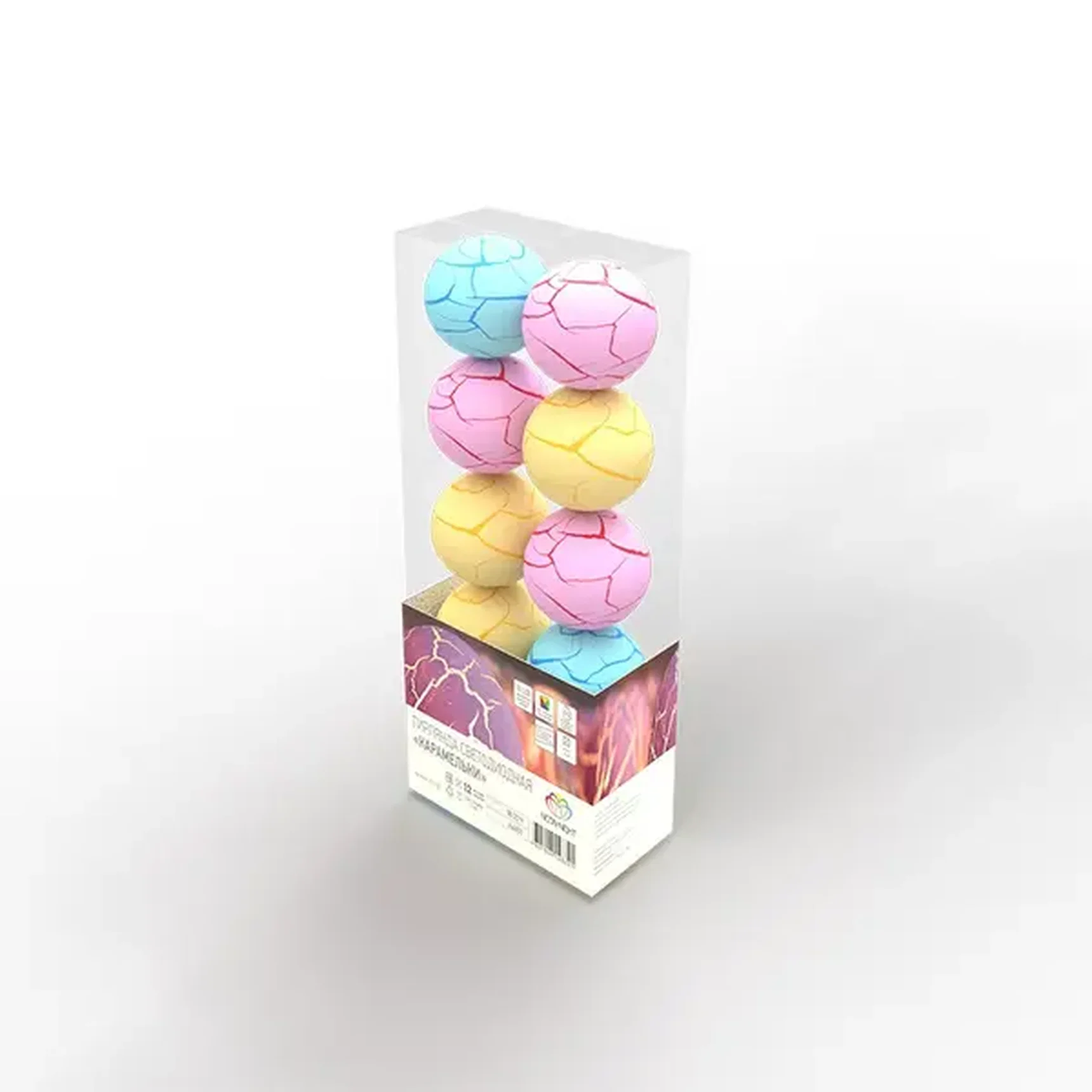 Гирлянда светодиодная Карамельки 1.5 м, прозрачный ПВХ, 10 LED, теплый белый, питание 2 х АА (батарейки не в комплекте)