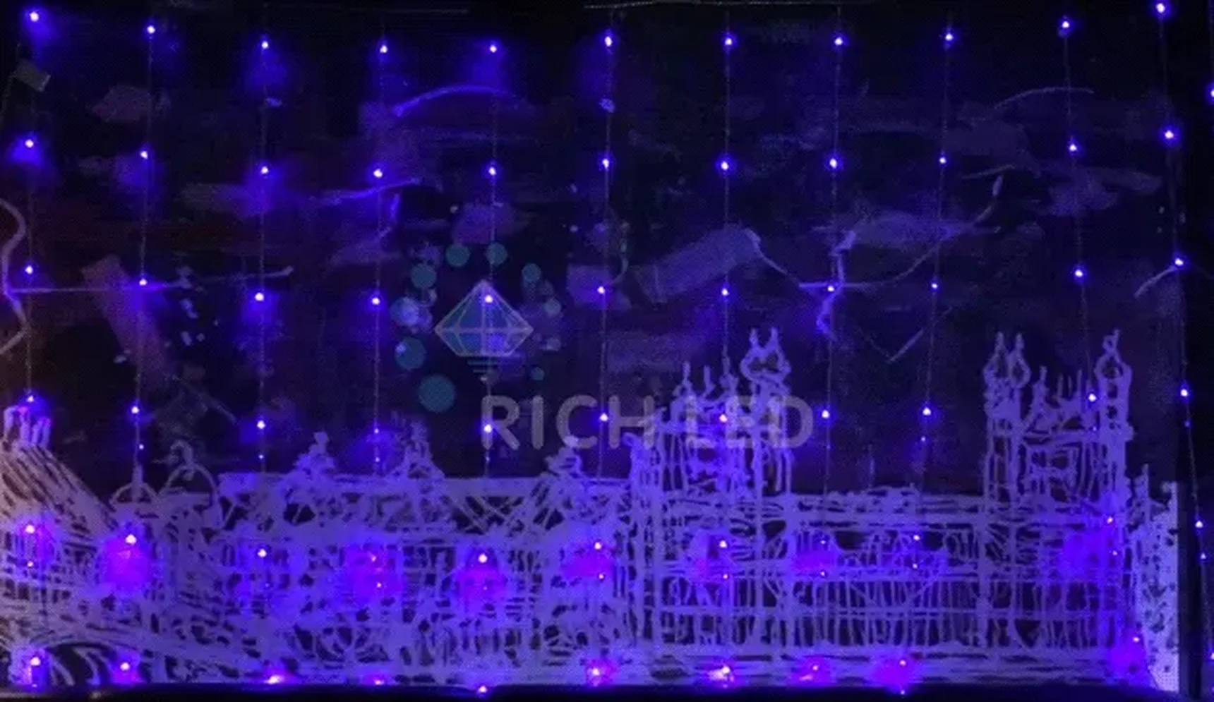 Светодиодные водопады 336 LED, 200 Ватт, IP54, для улицы и помещения, провод Прозрачный, Свечение: 8 режимов, RL-WF3*2C4/1-T/B