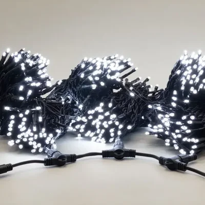 Комплект 3 Белых Нити по 20м, 600 LED, Провод Черный Каучук 2,3мм, IP54