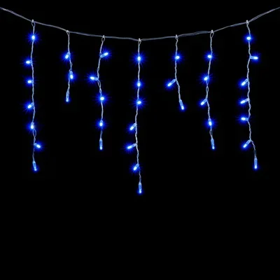 Гирлянда Бахрома с Колпачком 3,1 x 0,5 м Синяя 220В, 120 LED, Провод Прозрачный ПВХ, IP65